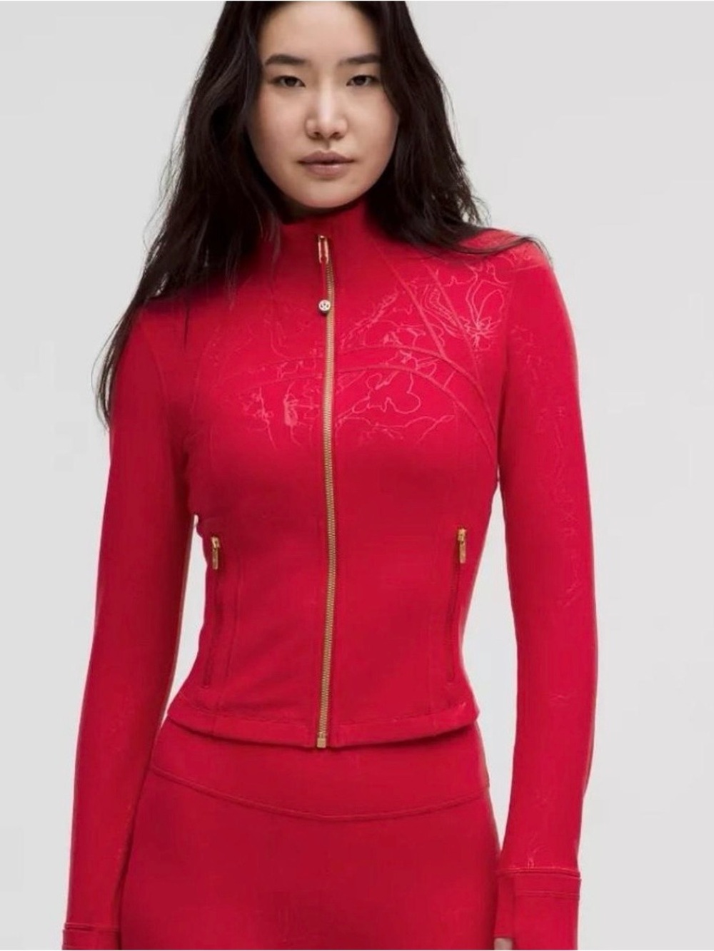 lululemon athletica Red cropped define jacket lunar edition
